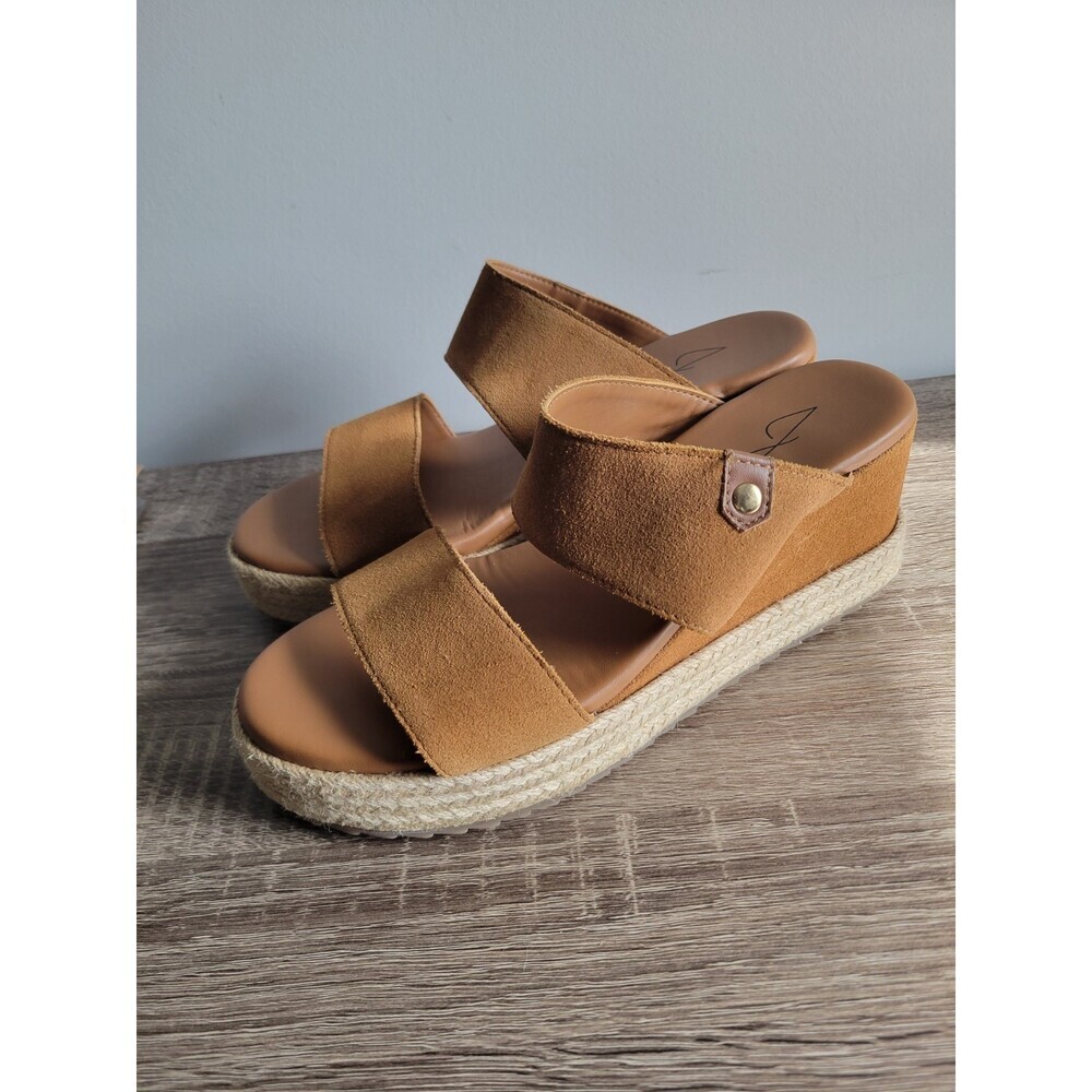 Joie Brown Women's Size 9 Wedge Suede Sandals Heels Espadrille